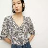 Clothing * | Veronica Beard Henrieta Floral Top Ecru Multi