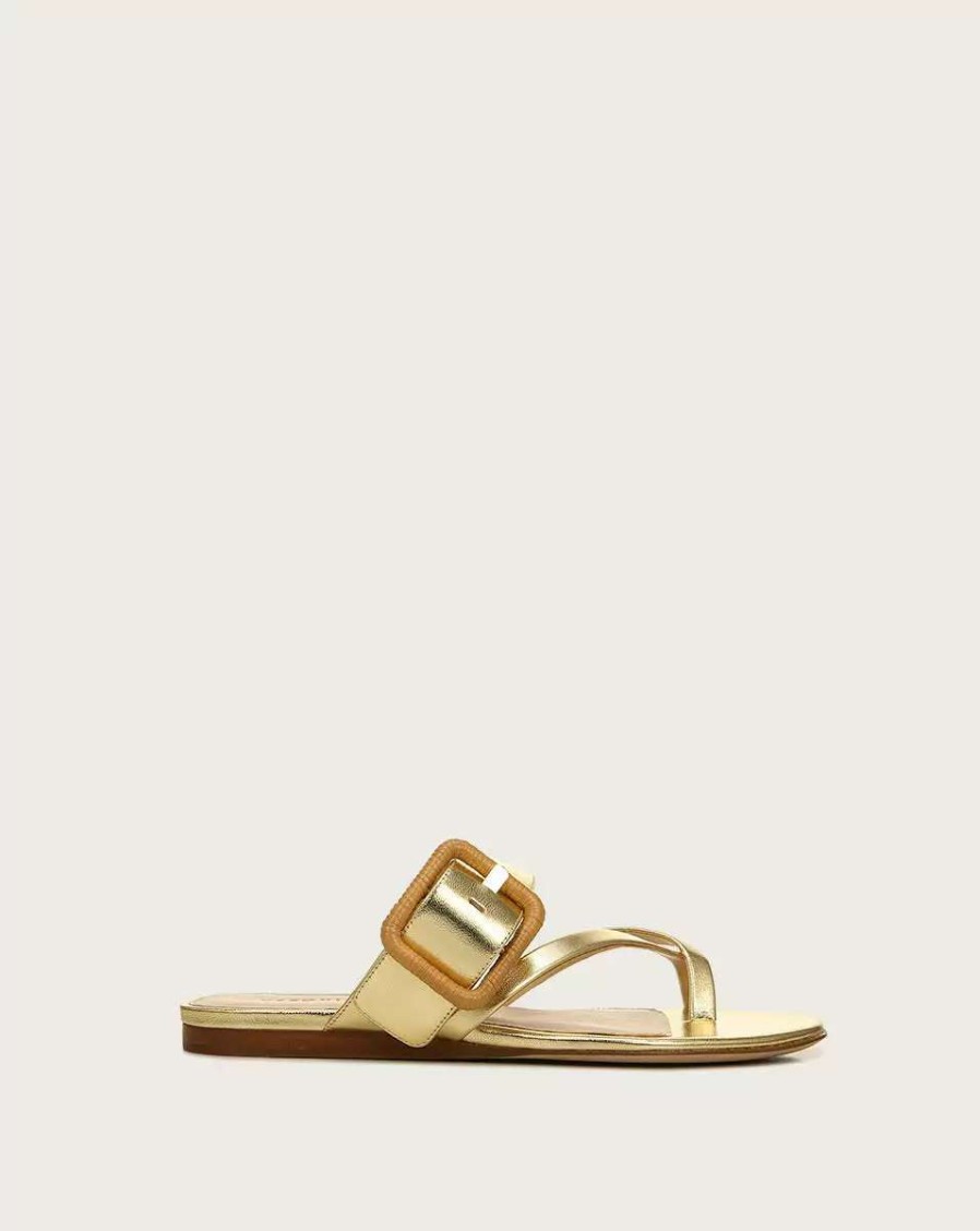 Shoes * | Veronica Beard Salva Metallic Leather Sandal