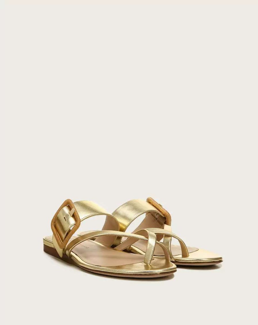 Shoes * | Veronica Beard Salva Metallic Leather Sandal